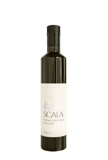 Scala Biologische Extra Vergine Olijfolie uit de Marche, handgeplukt en dezelfde dag koud geperst door Tom en Annemarie van Agriturismo Scala.