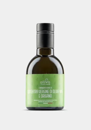 Oilivis Extra Vergine Olijfolie met Oregano uit de Gargano in Puglia, een aromatische olijfolie met de geurige en kruidige smaak van oregano uit de streek.